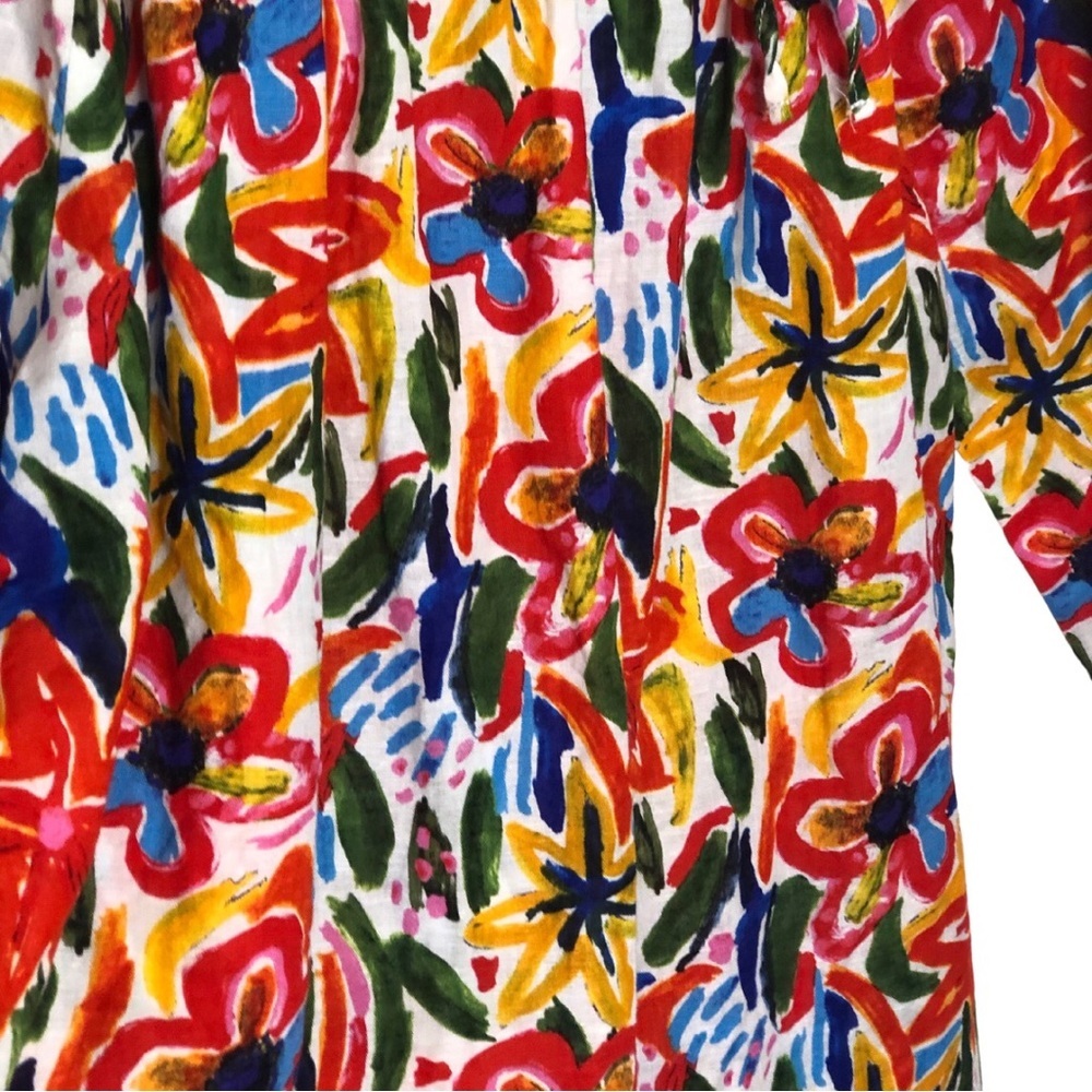 Hester & Orchard 3/4 Sleeve Multicolor Pop-Art Floral Peasant Summer Top Size XL - Picture 5 of 8